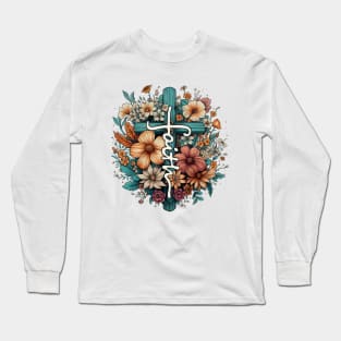 Faith Floral Cross Long Sleeve T-Shirt